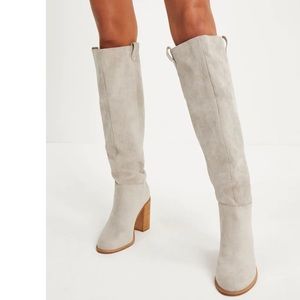 Women's Vici Saint Slouch Boot Light Grey Faux Leather Size 7.5